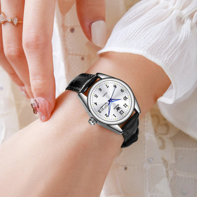 Elegant Classic Leather Strap Quartz Timepiece