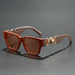 Sunglasses Square Frame Crest Temple Signature - Amber