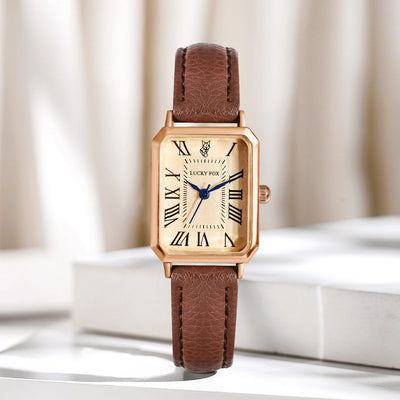 Watch Rectangular Dial With Roman Numerals And Strap - WO2MEN