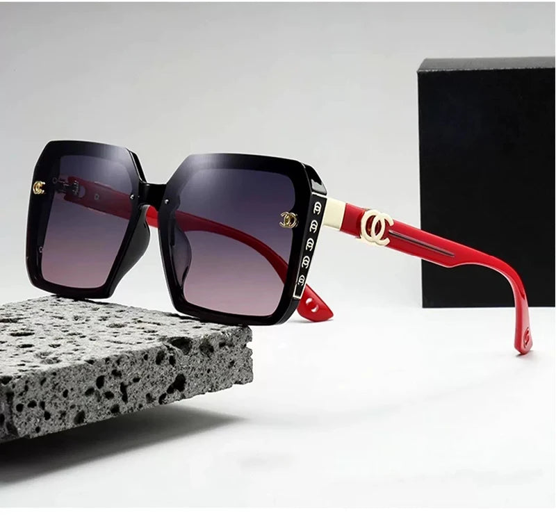 Oversized Square Sunglasses With Emblem Detailing Edge - WO2MEN