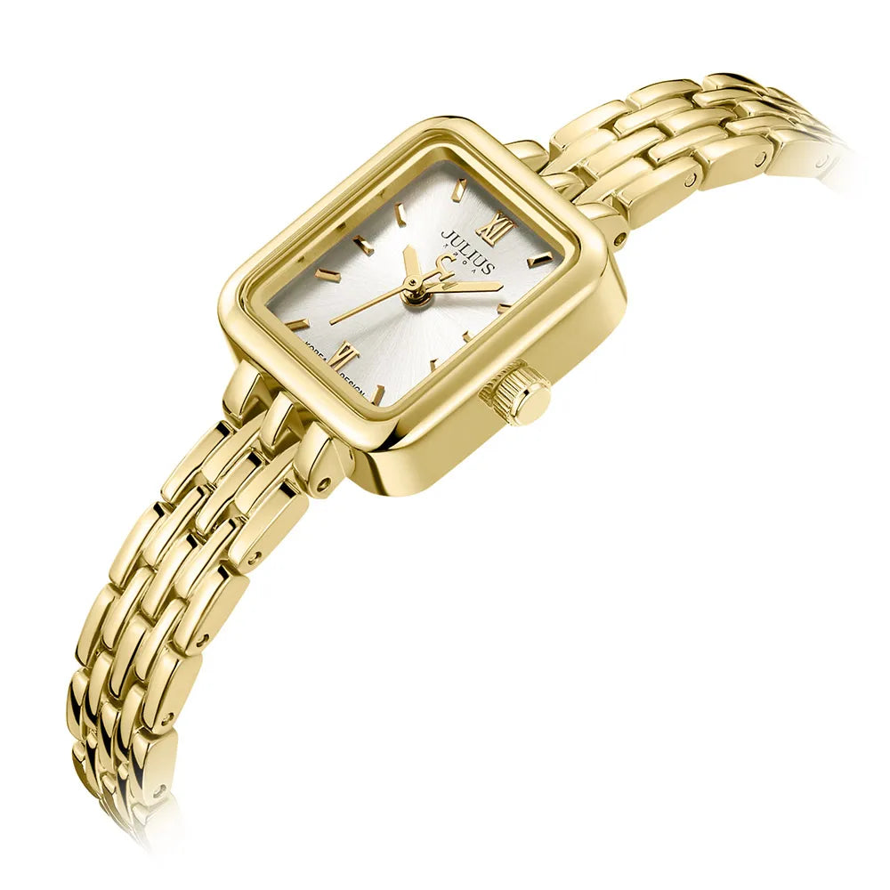 Womens Watch Dual Layer Dial Square Case Elegant