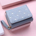 Zipper Wallet with Embroidered Pattern Card Slots - Blue