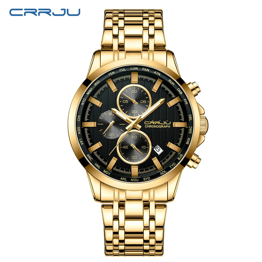 Global Quartz Chronograph Watch With World Time Dial