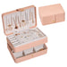 Portable Jewelry Box Organizer with Necklace Tray - Pink S