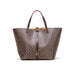 Monogram Lane Tote Bag with Wide Top and Strap Details - Chocolate