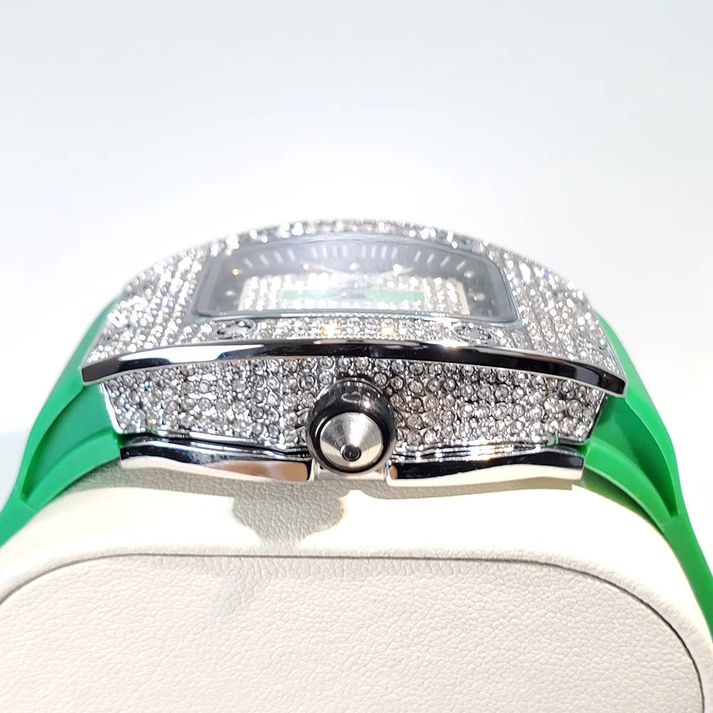 Diamond Tonneau Watch with Crystal Embellished Case