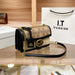 Geometric Satchel With Chain Strap and Flap Closure - Black