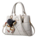 Geometric PU Handbag with Scarf Ornament Pom Pom - Photo Colour V2