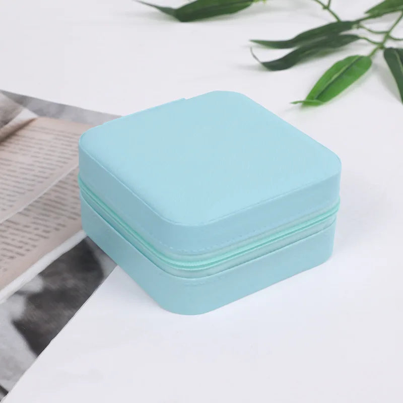 Portable Travel Jewellery Box Organizer Case Compact - Blue