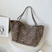Leopard Pattern Shoulder Bag Large Capacity Tote - Brown