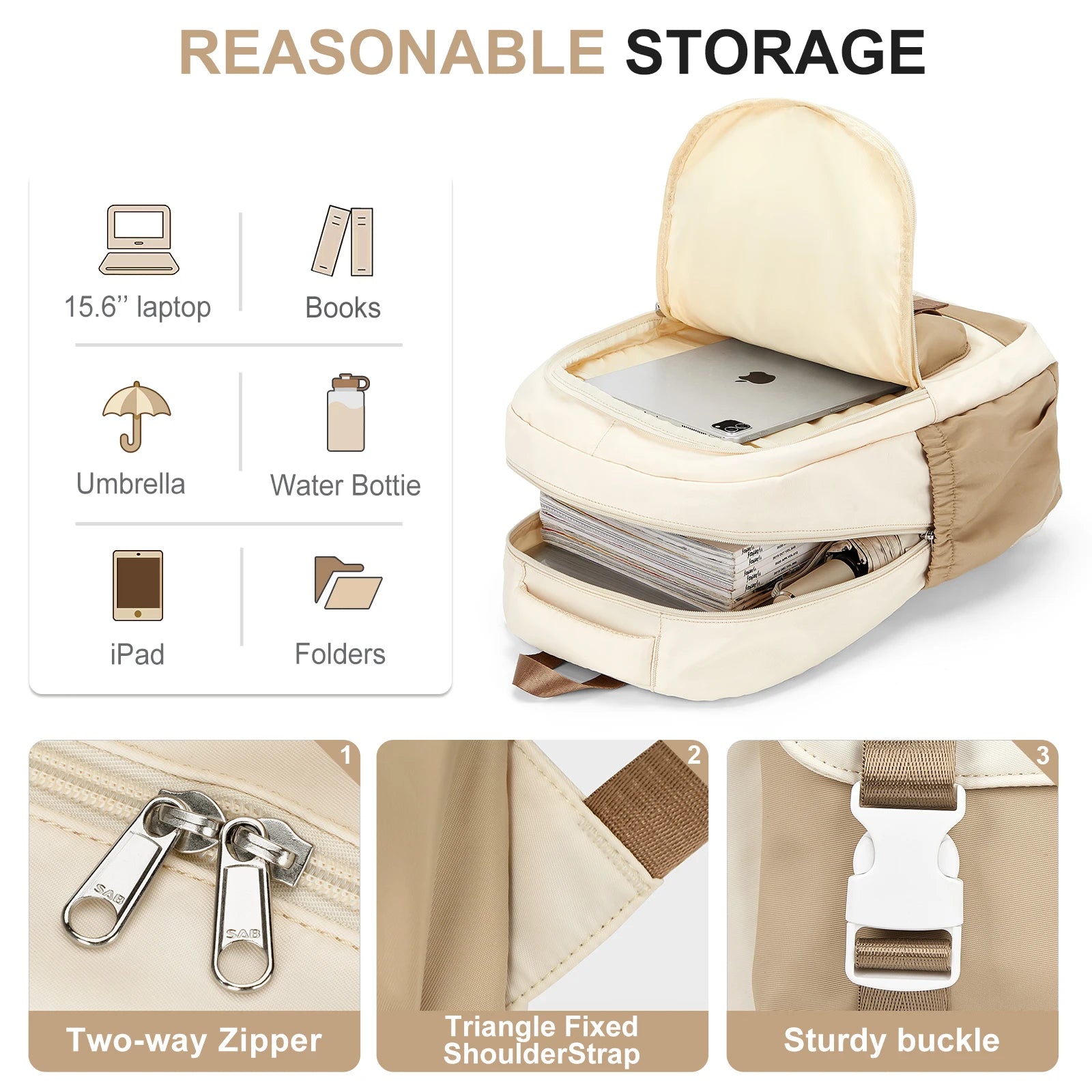 High Capacity Student Backpack with Laptop Pocket