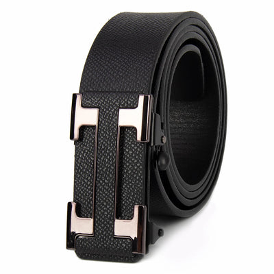 Belt With H Buckle And Textured Finish For Daily Wear - WO2MEN