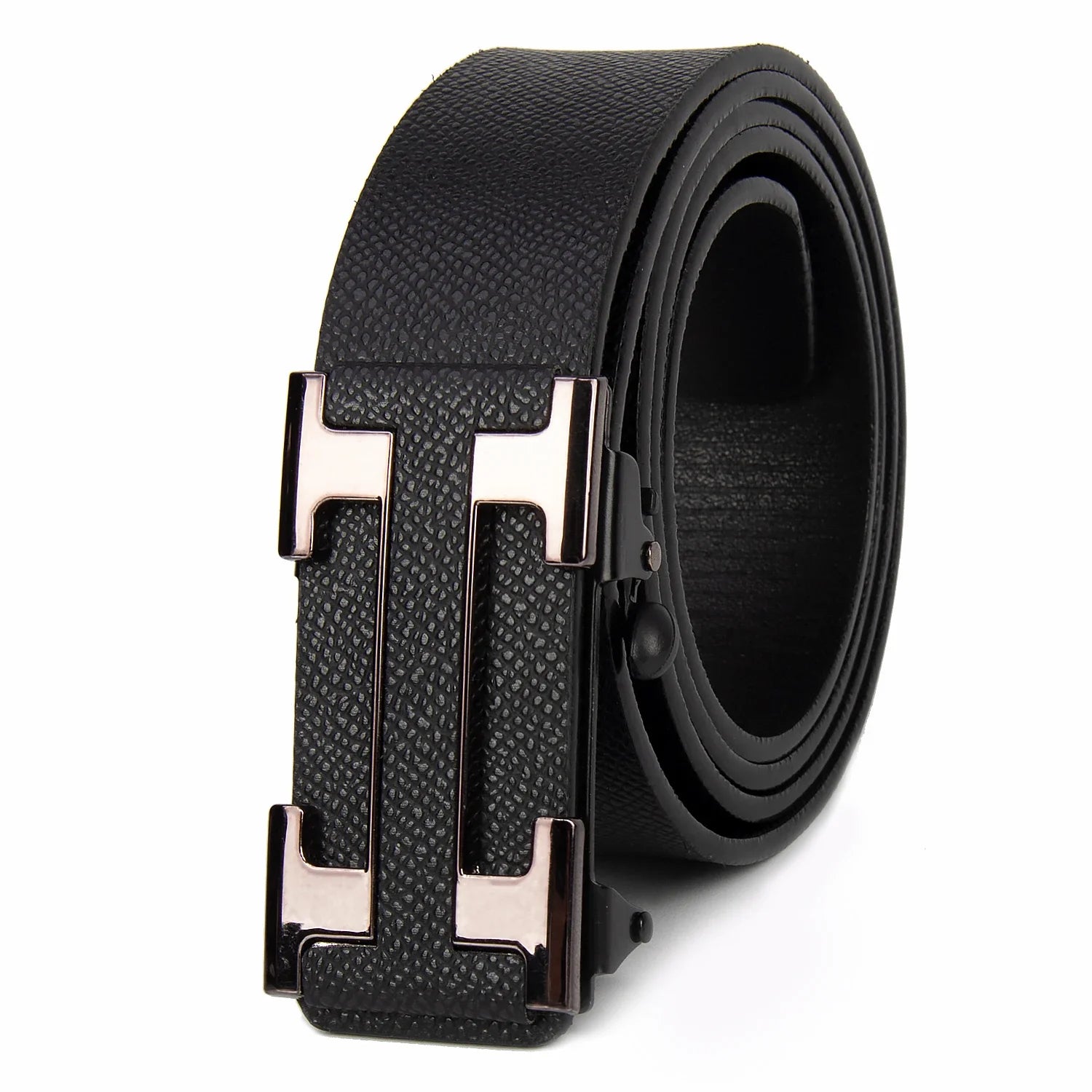 Belt With H Buckle And Textured Finish For Daily Wear - WO2MEN