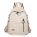 PU Leather Backpack for Women Large Capacity Everyday - Beige