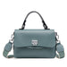 Enveloped Top Handle Bag With Classic Metal Clasp Charm - Linen Blue