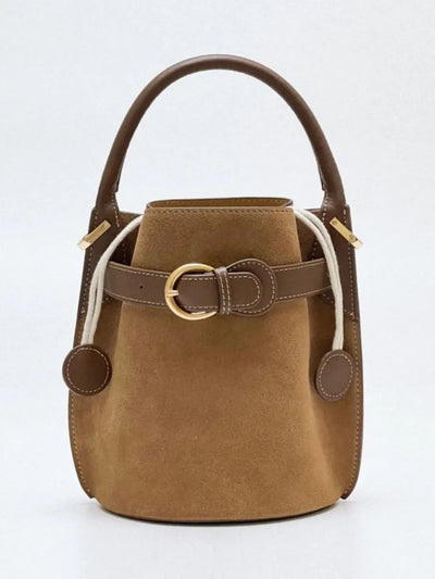 Bucket Bag with Belted Straps and Refined Silhouette - WO2MEN