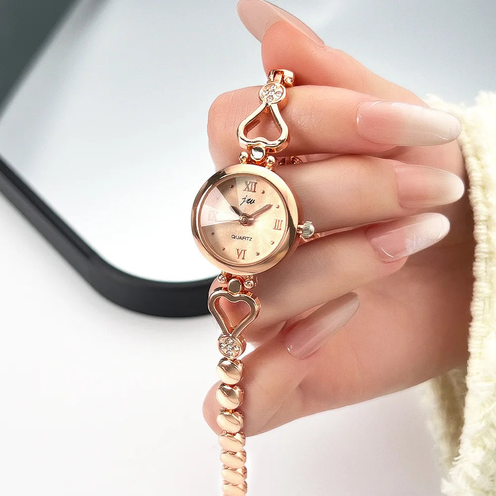 Women's Bracelet Watch with Heart Link Design