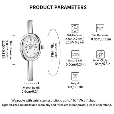 Elegant Oval Bracelet Watch with Roman Numeral Dial