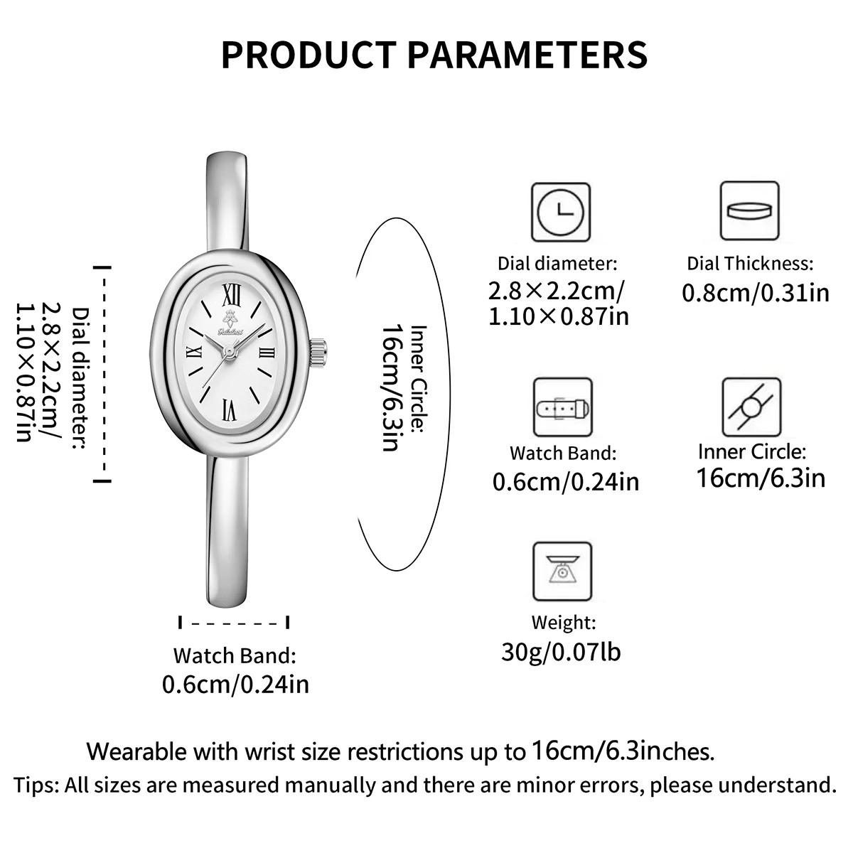 Elegant Oval Bracelet Watch with Roman Numeral Dial