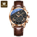 Aurora Chronograph Leather Watch With Water Resistance - Gold Black