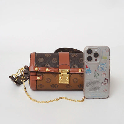 Monogram Barrel Shoulder Bag with Gold Lock Detailing