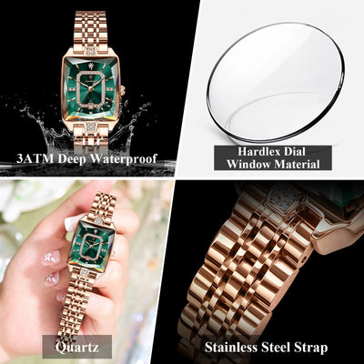 Square Dial Timepiece With Diamond Set Frame Crystal