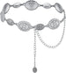 Waist Chain Belt with Concho Medallions Adjustable - Silver