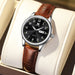 Elegant Classic Leather Strap Quartz Timepiece - Brown Black