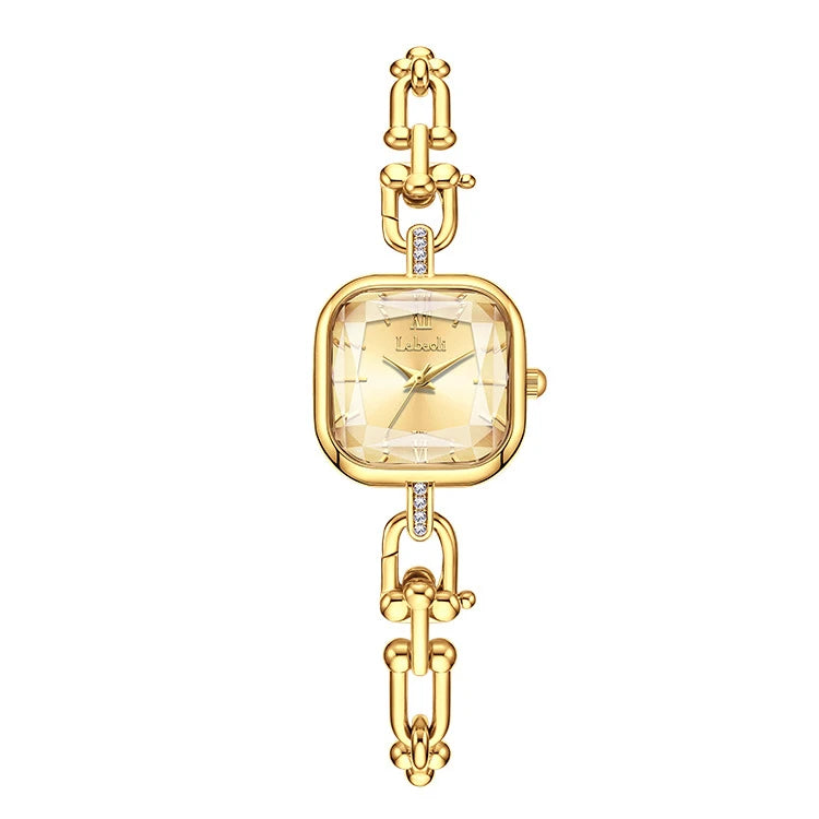 Square Bracelet Watch with Elegant Chain Link Design