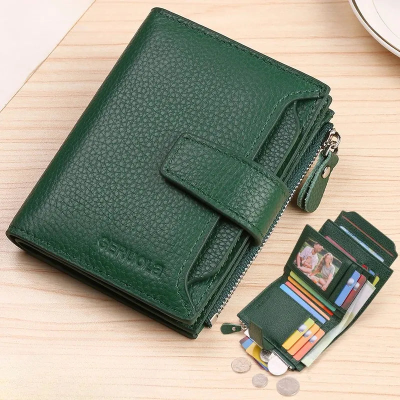 Wallet With Zippered Compartment And Card Slots Compact - WO2MEN