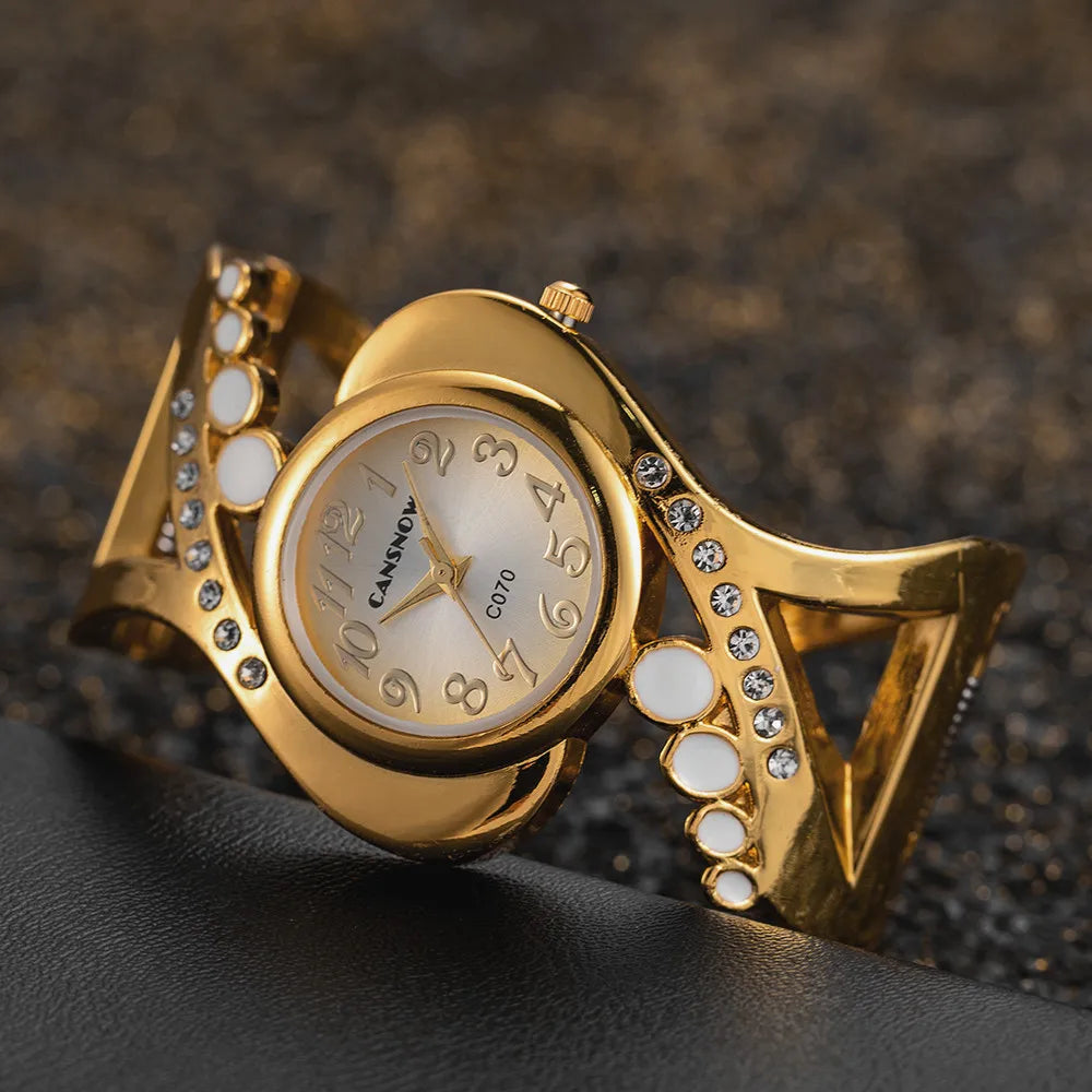 Elegant Women Bracelet Watch with Crystal Embellishment