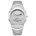 Automatic Tourbillon Moon Phase Mechanical Watch - Silver White