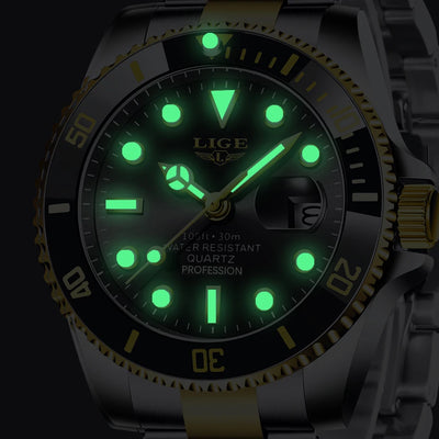 Mens Date Quartz Wristwatch with Luminous Hands