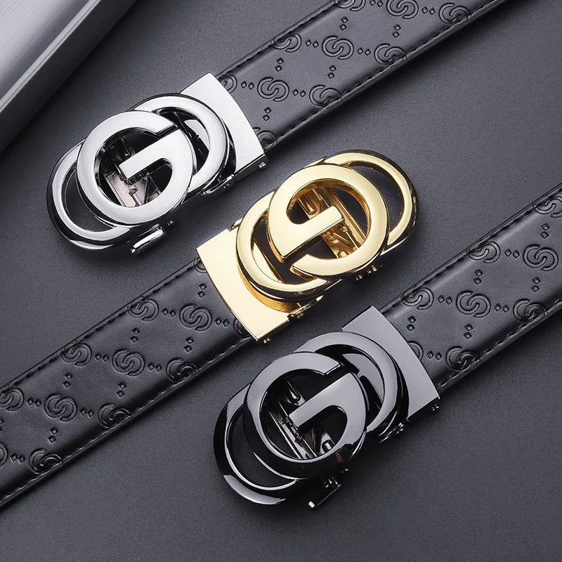 Belt with Automatic Buckle Embossed Pattern Design