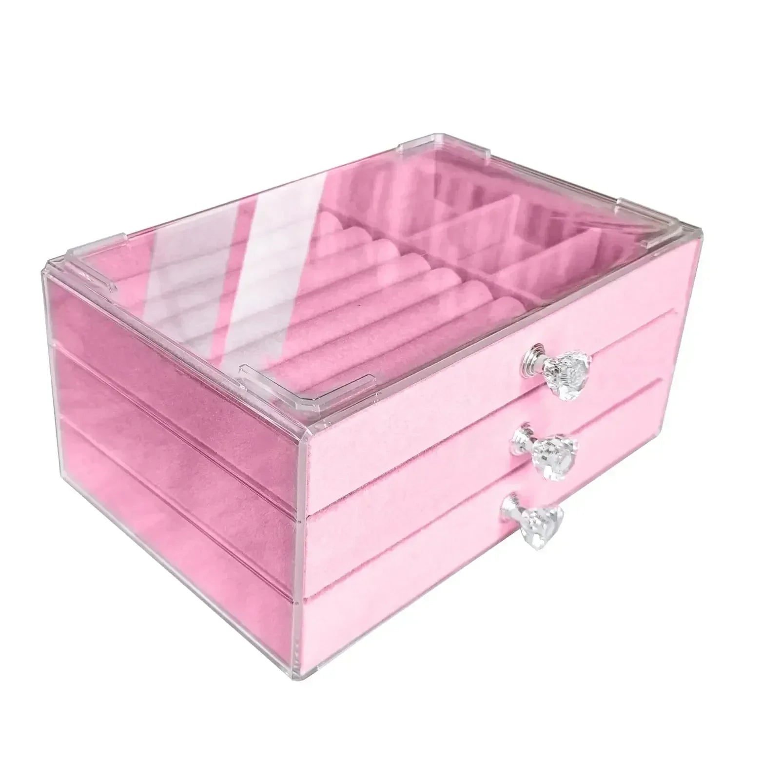 Jewelry Box With Soft Drawers And Crystal Knob Top - WO2MEN