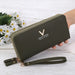 Zip Around Wallet with Tassel Strap Quilted Pattern - Green V2