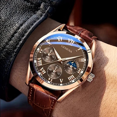 Refined Chronograph Timepiece with Roman Dial Subdials