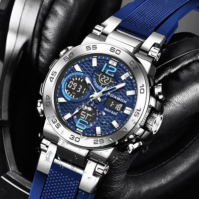Chronograph Watch with Silicone Strap Dual Display