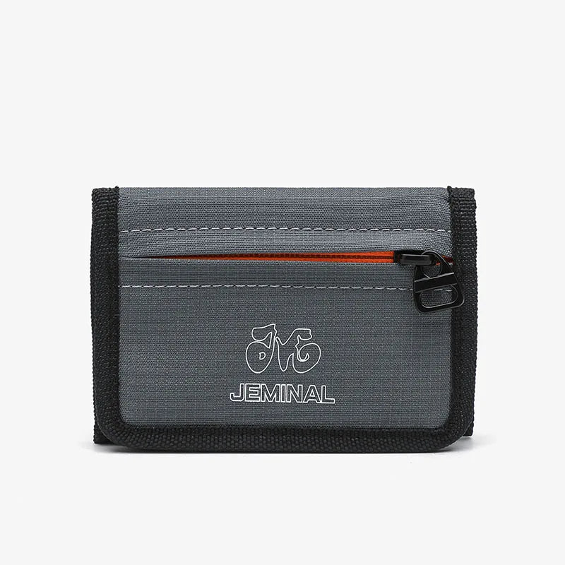 Compact Trifold Card Wallet With Zipper Closure