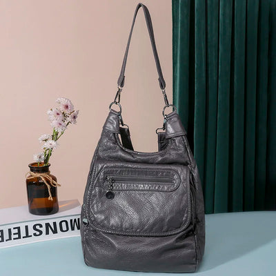 Backpack with Front Zip Pocket And Large Capacity - Grey