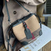 Buckle Satchel With Crossbody Strap And Contrast Trim - Black