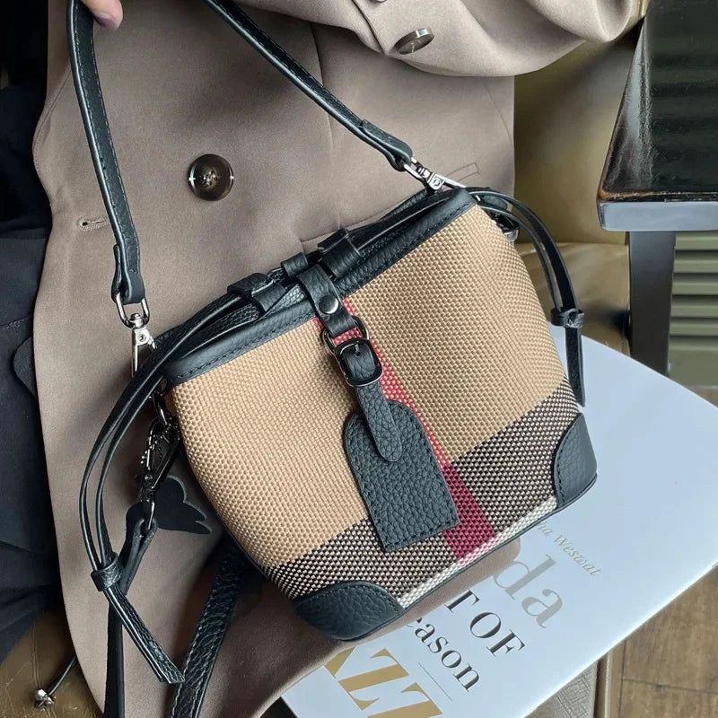 Buckle Satchel With Crossbody Strap And Contrast Trim