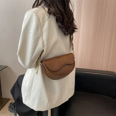 Saddle Curve Crossbody Bag With Wide Strap Adjustable