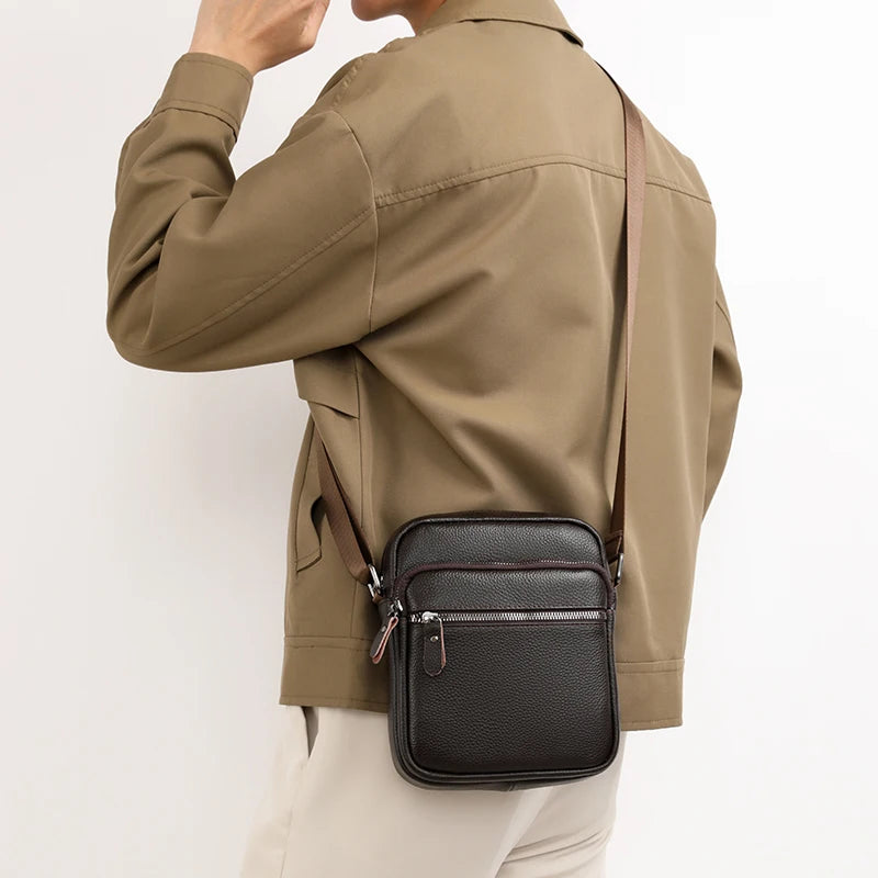 Men's Shoulder Bag with Zipper Pocket Compact Crossbody