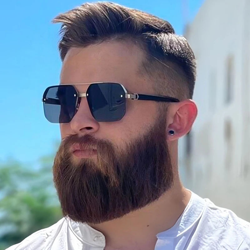 Sunglasses Rimless Square Double Bridge Gradient UV400