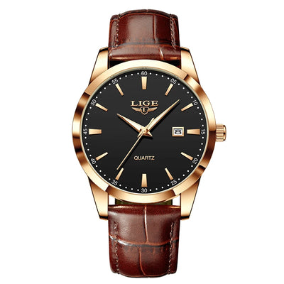 Gold Tone Leather Strap Quartz Watch Classic Edition