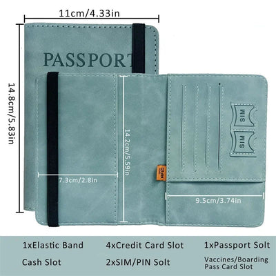 Passport Wallet RFID Blocking Travel Case Organizer - WO2MEN