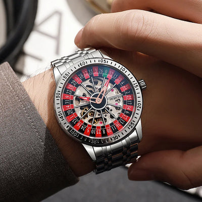Automatic Skeleton Dial Wristwatch with Rotating Plate