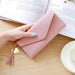 Zip Around Wallet with Tassel Strap Quilted Pattern - Pink V3