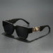 Sunglasses Square Frame With Gold Lion Emblem - C
